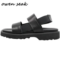 owen seak men sandals shoes high sweater rome sandals flip flops luxury trainers genuine leather men sandals black