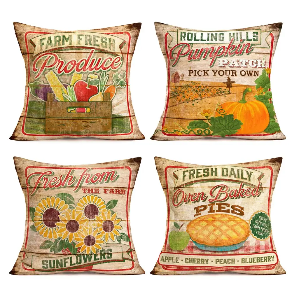 

Autumn decoration sunflower pumpkin linen pillowcase sofa cushion cover home decoration can be customized for you 40x40 50x50