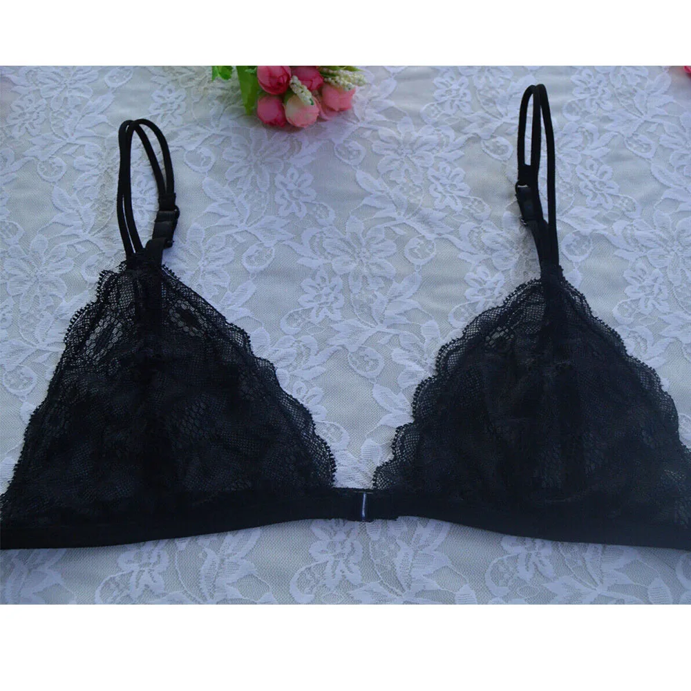 

YBCG Women Bra Sexy Lace Hollow Transparent Front Closure For Women Thin Cup Plunge Unlined Triangle Cup Underwear Lingerie