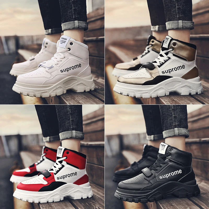 Брендовые кожаные мужские ботинки осенне-зимние теплые Martens с высоким берцем