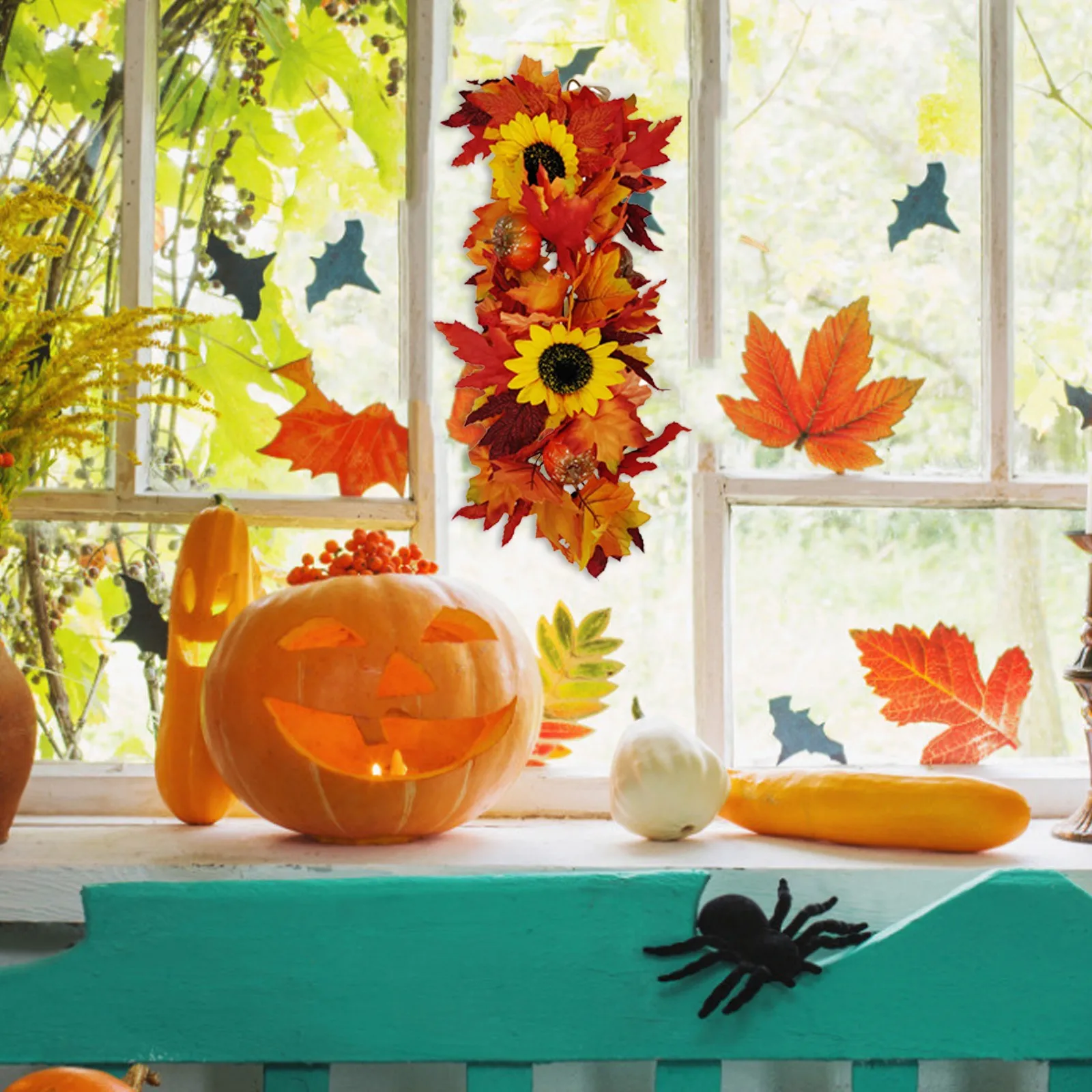 Искусственный Рождественский венок из клена листья ротанга висячие ветки для