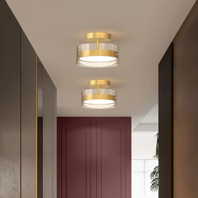 Nordic Modern Ceiling Lamp Golden Round Simple Household Entrance Hallway Hallway LED Ceiling Lamp