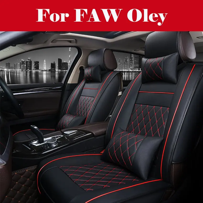 

Luxury 5-seats Car Seat Cover SUV sedan Full Set Thicken Cushions Protector PU Leather For FAW Oley