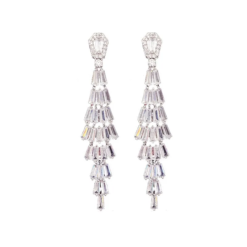 

2021 new trendy Korean net red earrings female temperament long French earrings 925 silver needle earrings earrings