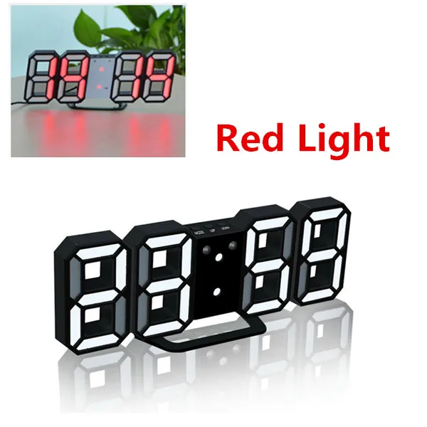 Black red 3D светодиодный настенные часы современный дизайн цифровые настольные часы будильник ночник Saat reloj de pared часы для дома гостиной украшения - Цвет: Black red