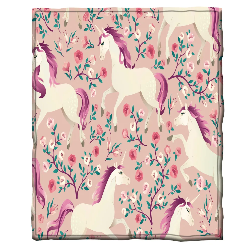 Одеяло из мягкого плюша с милым карикатурным единорогом ONGLYP для декора спальни, расстилки на кровать, диван, телевизор, для детей.