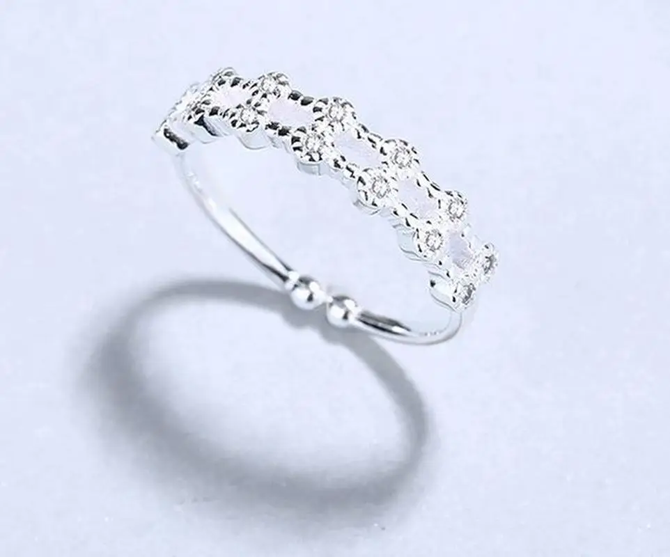 

Korean Temperament S925 Sterling Silver Diamond-set Zircon Ring Opening Sweet Flower Personality Wild Joint Ring Allied Express
