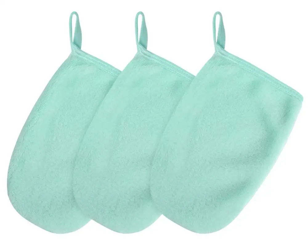 

Bamboo Fiber Oil Free Reusable Makeup Remover Cloth Glove Tool Beauty Facial Cleansing Cloth Pads 13cmx20cm 3 Pack White