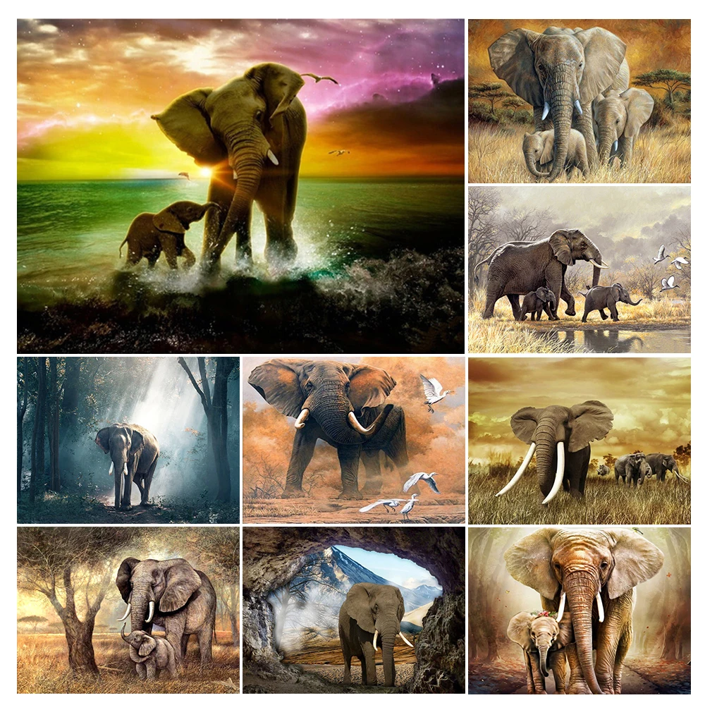 

5D DIY Diamond Painting Baby Elephant Kits Full Drill Square Embroidery Mosaic Animal Art Picture of Rhinestones Gift Home Decor