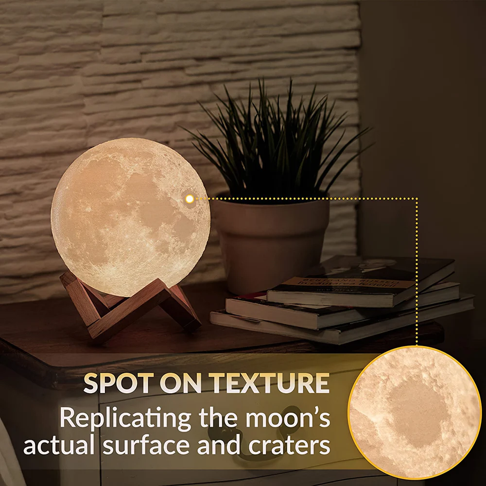 

3D Print Moon Lamp Rechargeable LED Night Light Creative Touch Switch Moon Light For Bedroom Decoration Birthday Gift Dropship