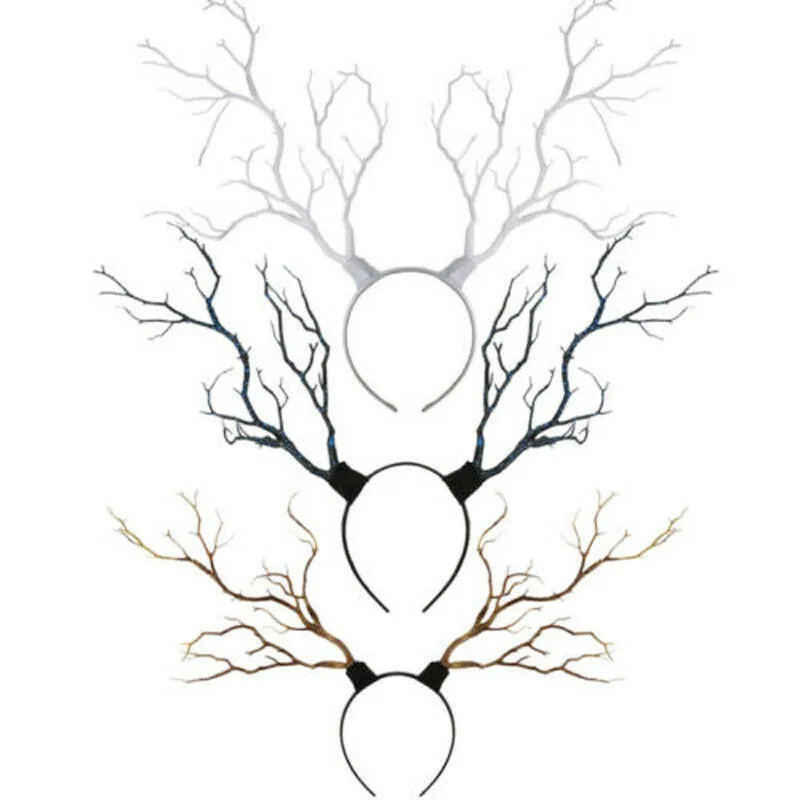 Готический Рог бабочка головной убор Олень ветки дерева повязка на голову