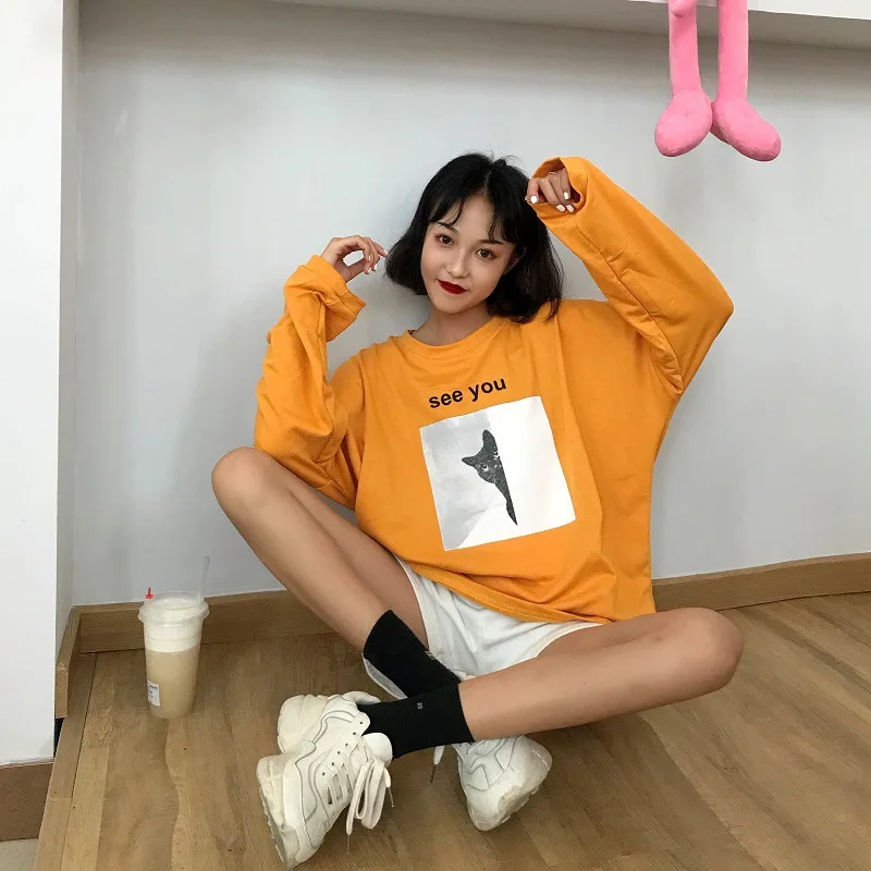 Женская футболка Harajuku Эстетическая с длинным рукавом черный белый Poleras Mujer de Moda футболка большого размера Femme плюс размер одежда