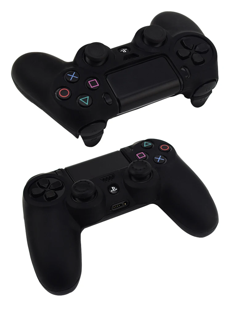 Мягкий гибкий силиконовый чехол, защитный чехол для Playstation 4 PS4 Pro Slim, светодиодный светильник, наклейка, 2 шт., ручка+ светодиодный чехол