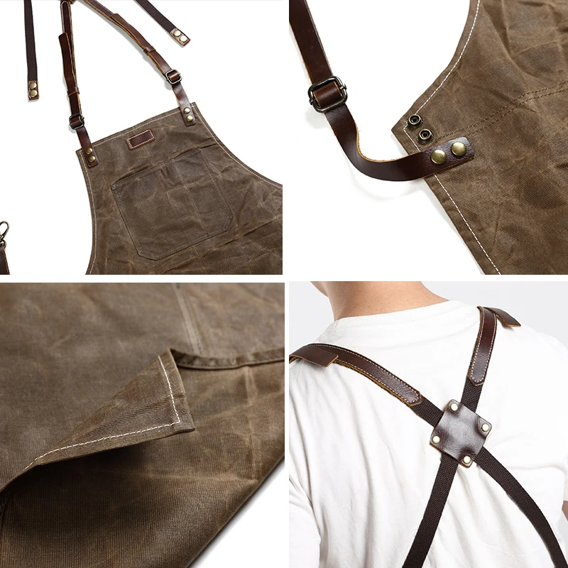 

New Fashion Canvas Kitchen Aprons For Woman Men Chef Work Apron For Grill Restaurant Bar Shop Cafes Beauty Nails Studios Uniform