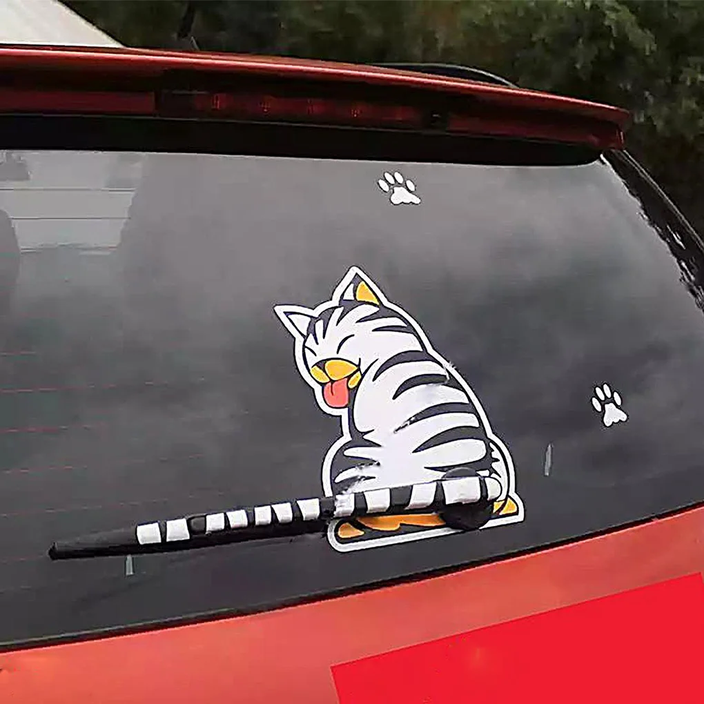 Передвижной рисунок кошки автомобильная наклейка на заднее стекло