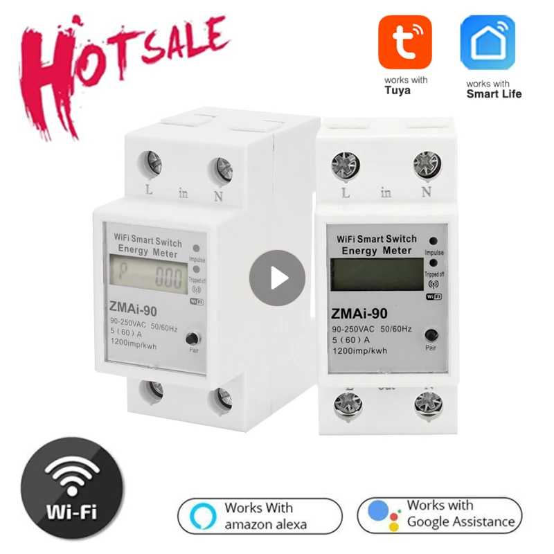 

Wifi Smart Meter Digital Electric Consumption Smart Energy Meter WiFi Meter Tuya Smartlife Google Alexa Smart Home Supplies