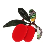 oi acrylic cherry brooch vivid red fruit corsage for women kids sweater bag hijab pins casual party corsage holiday gifts