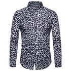 Рубашка мужская летняя с леопардовым принтом, длинным рукавом, размеры до 3XL