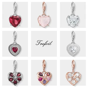 Женский красный браслет из серебра 925 пробы, романтическая бижутерия