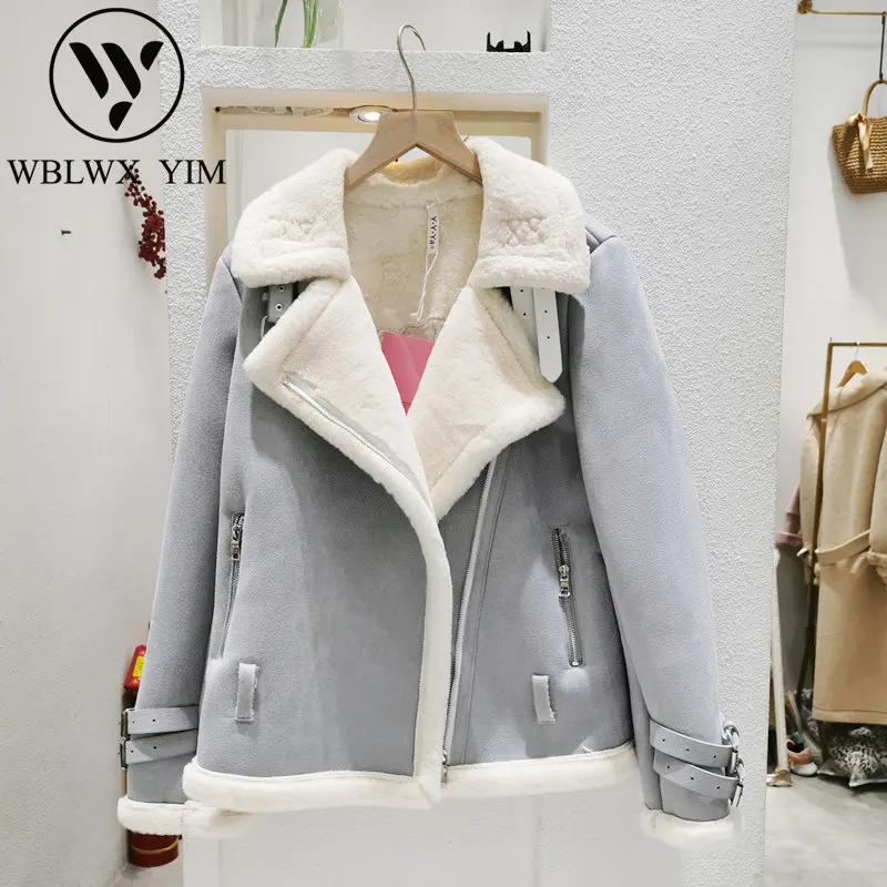 Зимняя замшевая куртка женские Куртки из искусственной овечьей шерсти пальто
