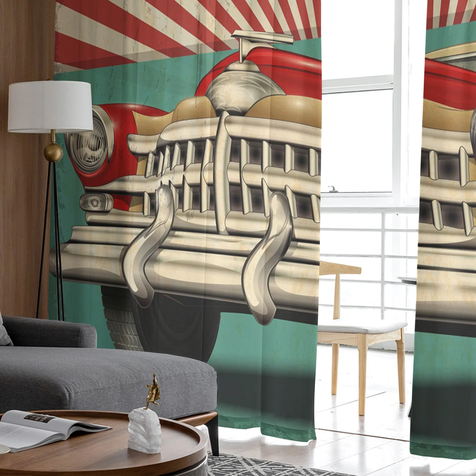 Красные автомобильные Ретро прозрачные Занавески s современные газовые