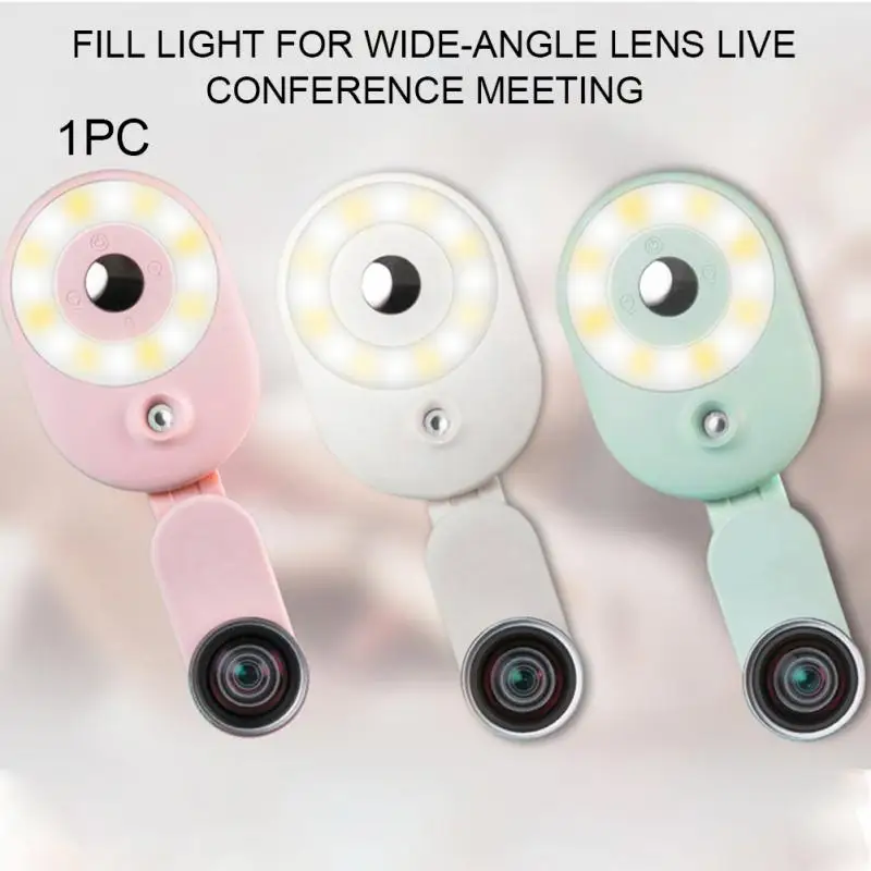 

4 Modes Online Conference Professional Dimmable Fill Light Wide Angle Lens Skin Care For Phone Clip On Live Streaming Selfie Led