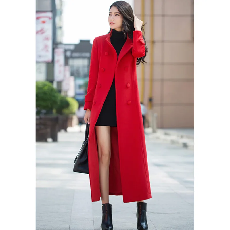 Women Winter 2019 Coats Autumn and Classic Solid Color Belt Large Size Wool Coat Slim Thin Thick Long Hair Female | Женская одежда