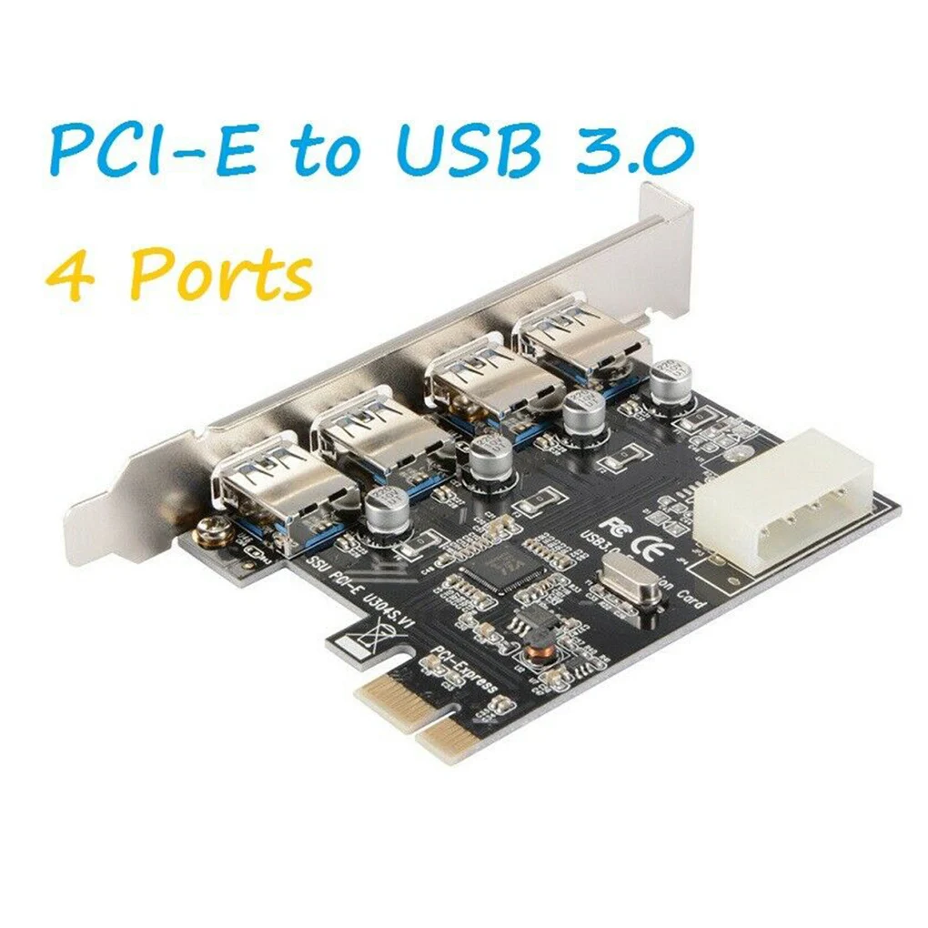 

4 Port USB 3.0 PCI-e Expansion Card PCI Express PCIe USB 3.0 Hub Adapter PCI-E to USB Adapter with CD Driver Computer Accessory