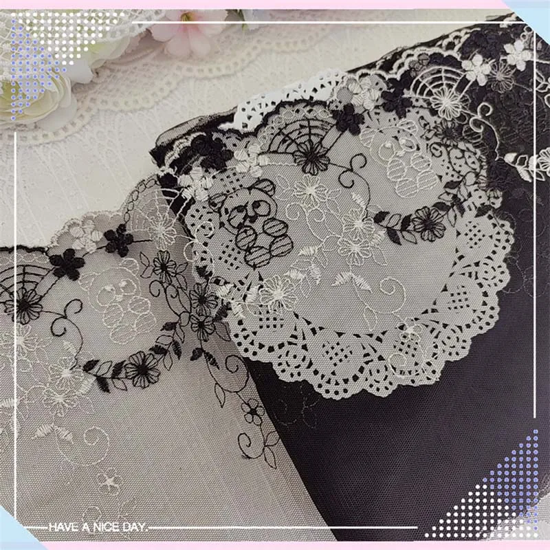 

19Yards Vintage Embroidered Lace Trim Panda Flower Ribbon Sewing Mesh Fabric Textile Curtains Bra Underwear Clothing Accessories