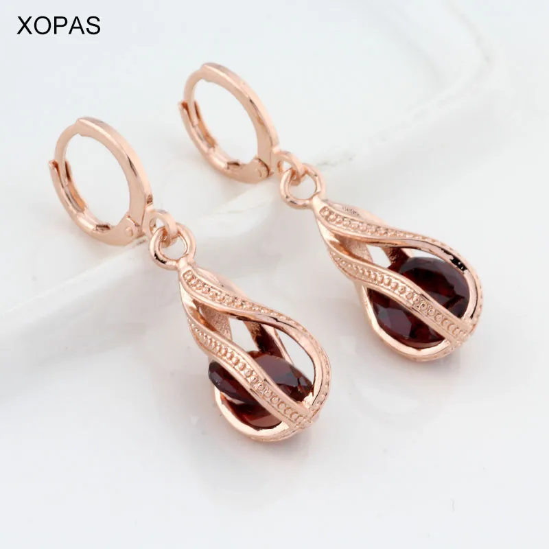 Классические 8 цветов 585 Роза капля цвета золота серьги круглый кубический