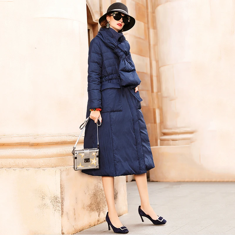 Новинка 2020 зимняя и осенняя модная женская длинная пуховая куртка теплые
