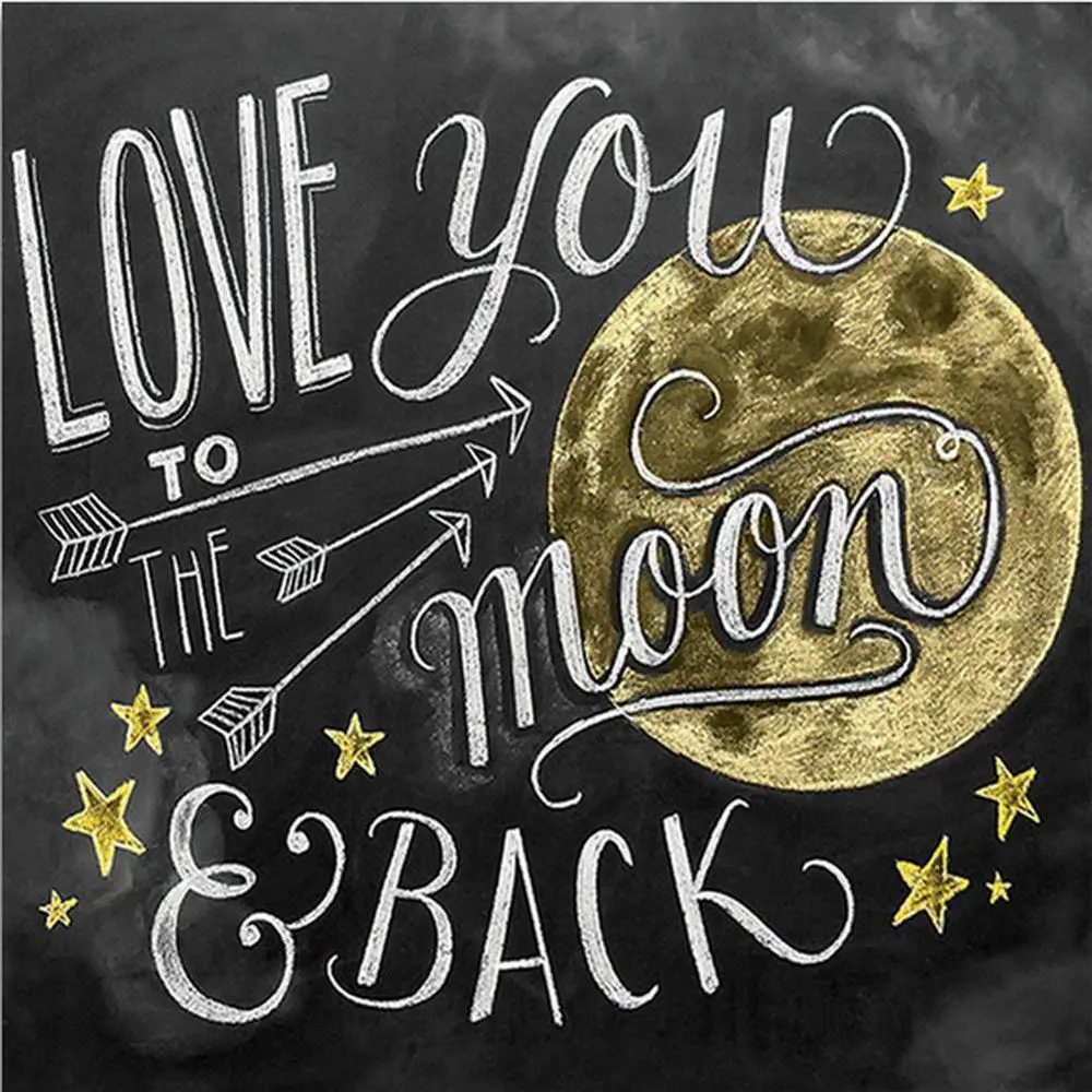 Круглая Алмазная мозаика 5D DIY Вышивка крестиком Love You Moon назад и вперед наборы