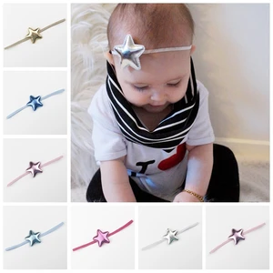 Модная эластичная повязка на голову для новорожденных, 5 шт.лот, повязка для волос ручной работы в форме звезды, головной убор для маленьких девочек, аксессуары, украшение для одежды