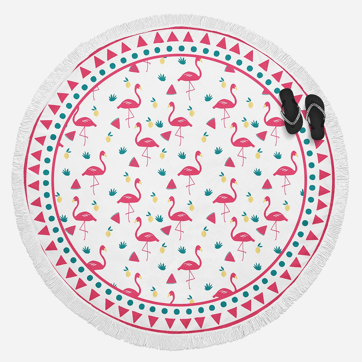 

SOFTBATFY Pink Flamingo Round Beach Towel with Tassel Oversized Yoga Mat Dropshipping