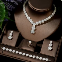 hibride trendy nigeria 3pcs flower statement jewelry set for women wedding full cubic zircon dubai bridal jewelry n 94