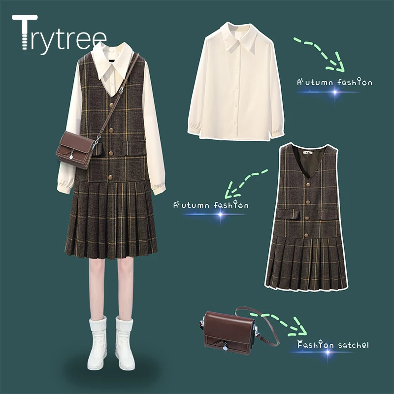 Осенне-зимний комплект из двух предметов Trytree повседневная однобортная блузка с