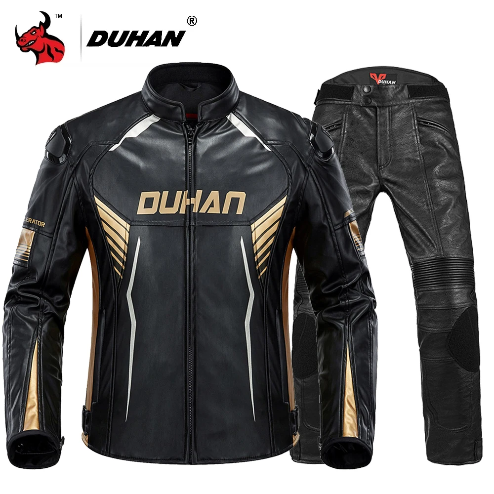 

DUHAN Motorcycle Jacket Leather Motocross Jacket Chaqueta Moto Moto Racing Riding Jacket Waterproof Protective Gear NEW