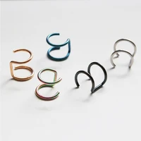 1pc nonperforated titanium steel u shaped double ring false ear nail simple trendy stainless steel ear clip women jewelry