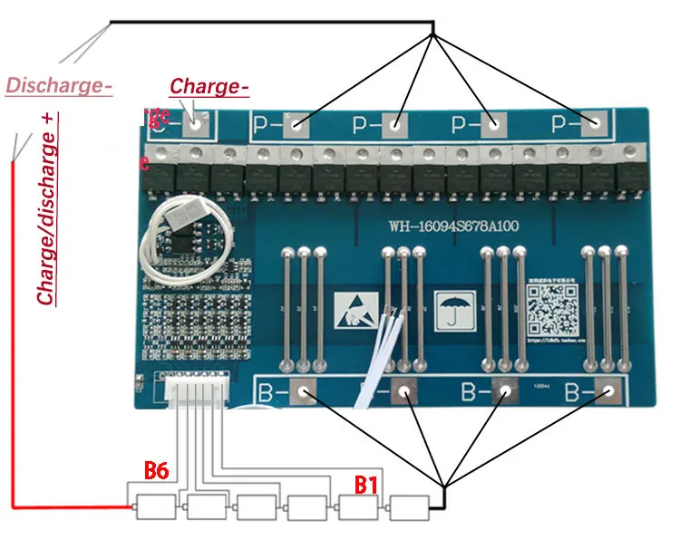 Защитная плата BMS PCM li Ion bms для литий ионных аккумуляторов 6S 100A 22 2 в полимерных LicoO2