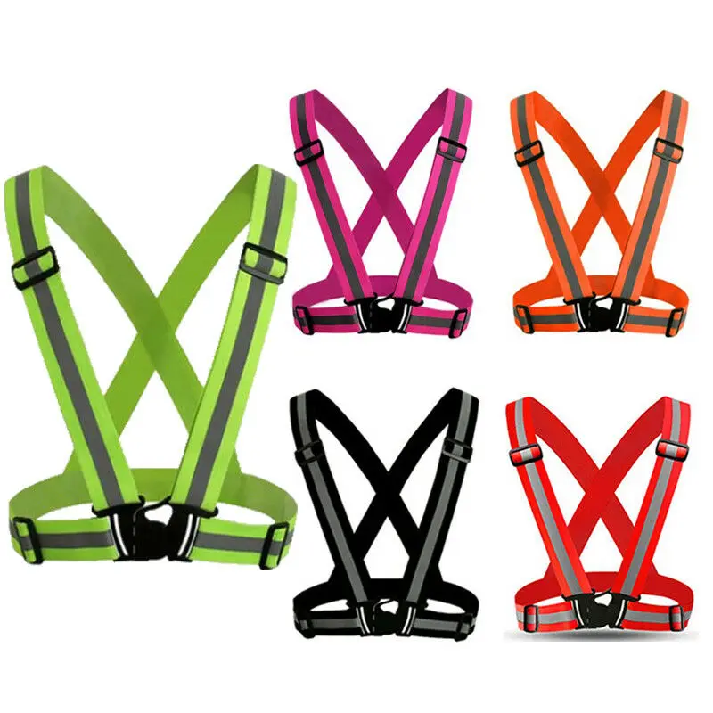2019 Reflective Vest Visibility Safety Strap Cycling Jogging Running Adjustable Clothing Striped Belt Night | Аксессуары для