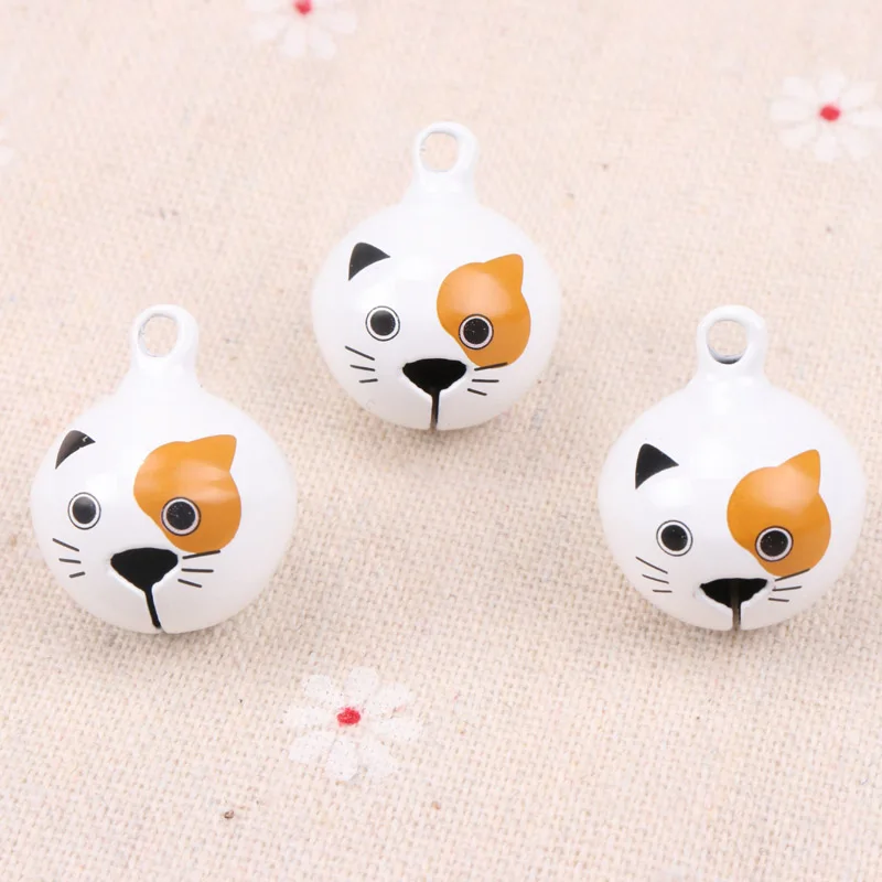 5pcs Jingle Bells Cute Yellow-eyed cat Ornament Metal Bell for Home Party Tree Pendant Children's shaker Decoration 27mm | Дом и сад