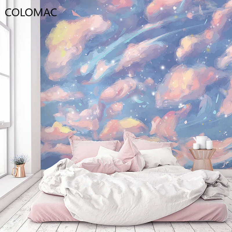 

Colomac Custom Nordic Starry Sky Oil Painting Dreamy Bedroom Background Wallpaper Children's Room Mural Room Decor Dropshipping