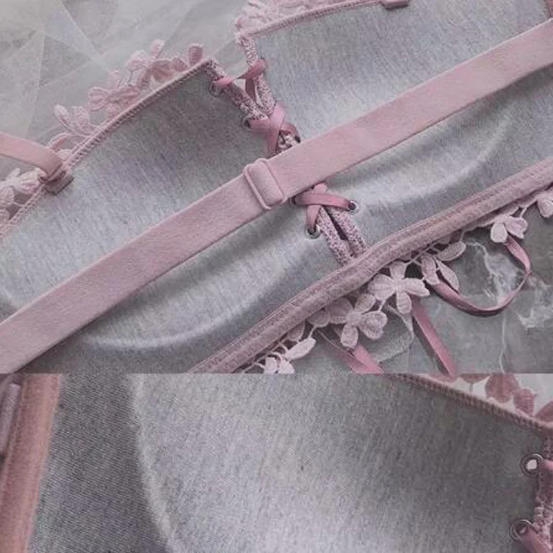 

Floral Embroidery Bras for Women Tied Lingerie Seamless Bra Bralette Wireless Brassiere Female Underwear Intimates Sujetador