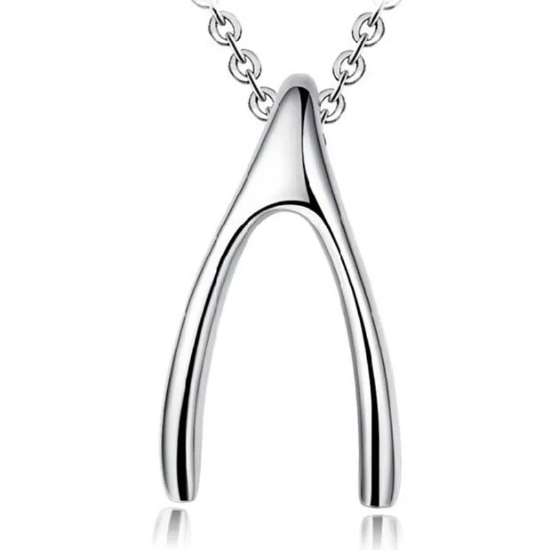 

Classic Aesthetic Exquisite Simple Wishbone Forkbone 925 Sterling Silver Hot Sale Jewelry Clavicle Chain Pendant Necklace H123