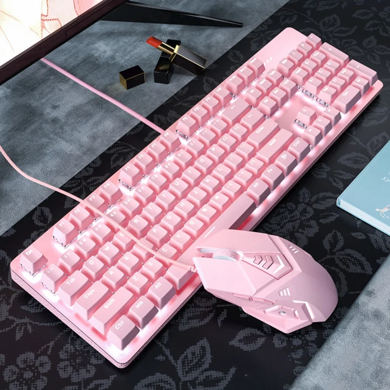 Набор розовых механических клавиш и дисковых мышей милые спортивные игры для