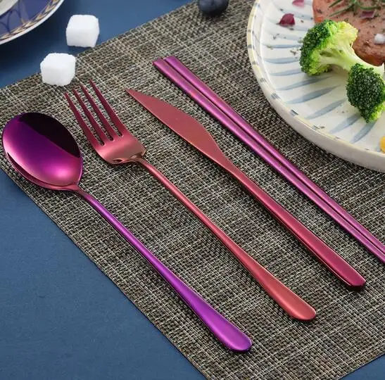 Набор столовых приборов из нержавеющей стали с длинной ручкой корейский стиль