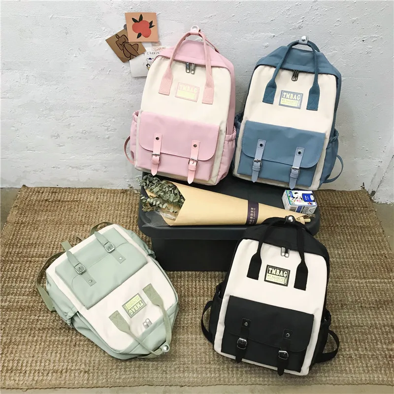 Новый Повседневный холщовый Модный женский рюкзак однотонные школьные ранцы для