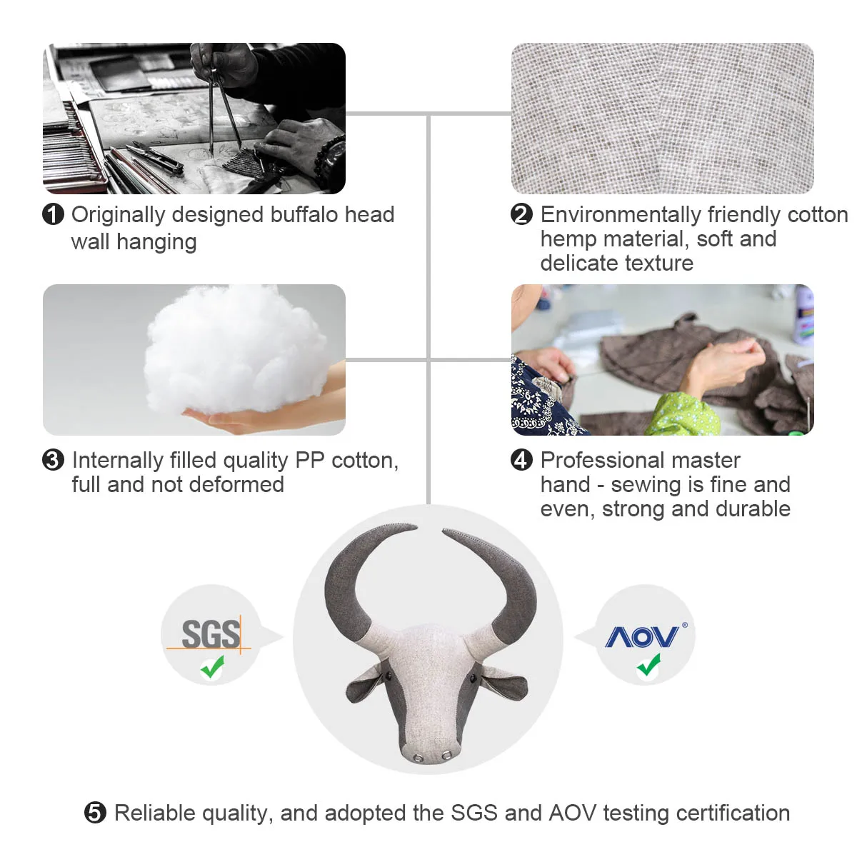 Tooarts голова буйвола настенная подвесная мультяшная животного настенное