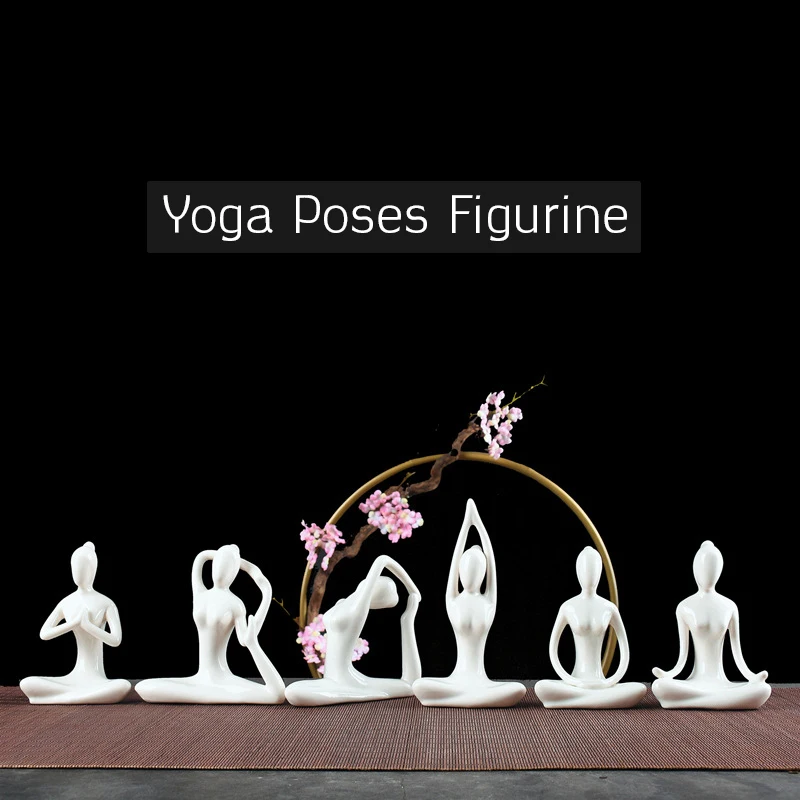 6 стилей милая девушка леди йога осанка статуя поросенок абстрактное искусство