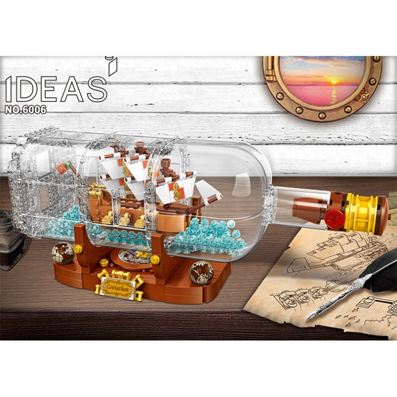 Конструктор MOC 21313 креативный корабль в бутылке игрушка сделай сам кирпичи для
